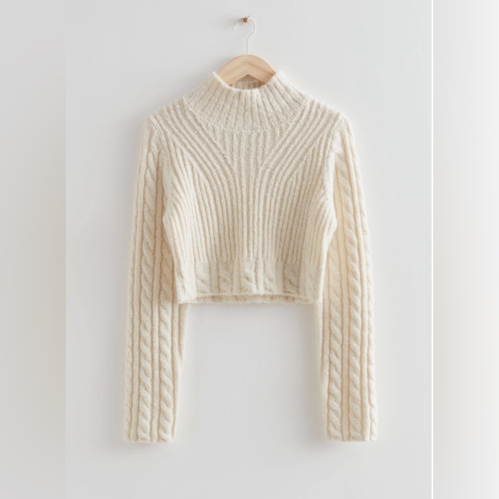 & Other Stories Cropped Cable Knit Sweater